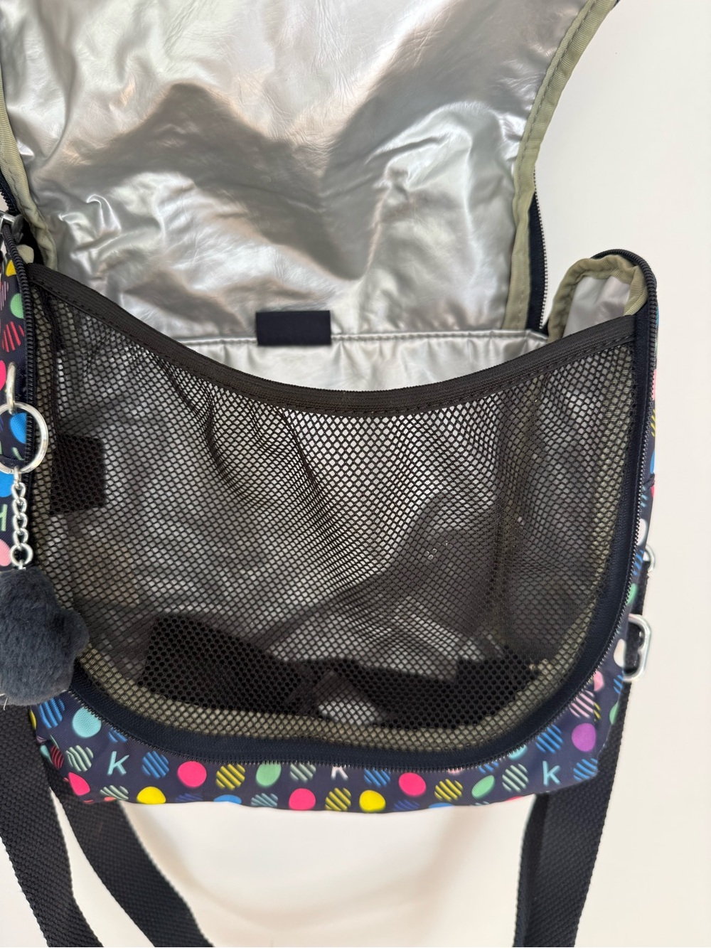 Kipling Polka Dot Lunch Bag Insulated Crossbody Shoulder Tote - Picture 4 of 4